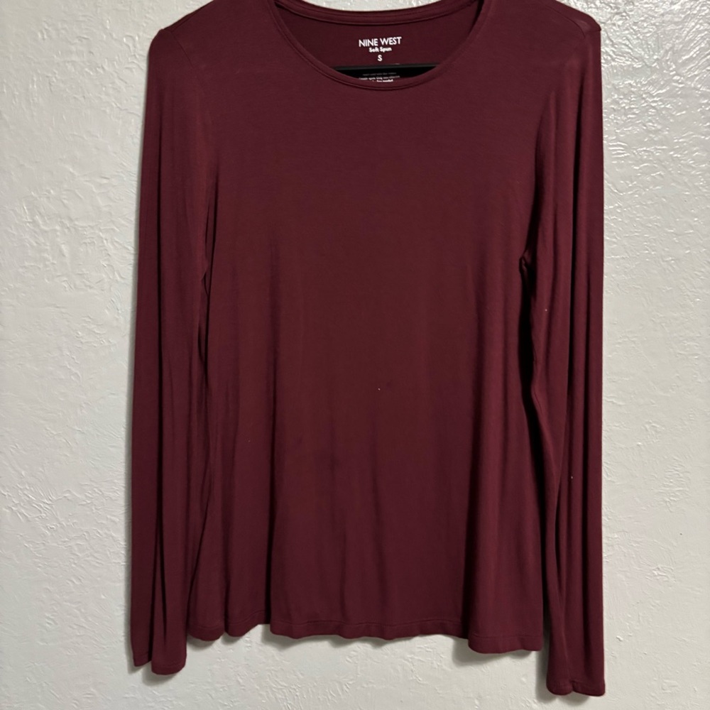 Nine West Deep Red Long Sleeve Tee
